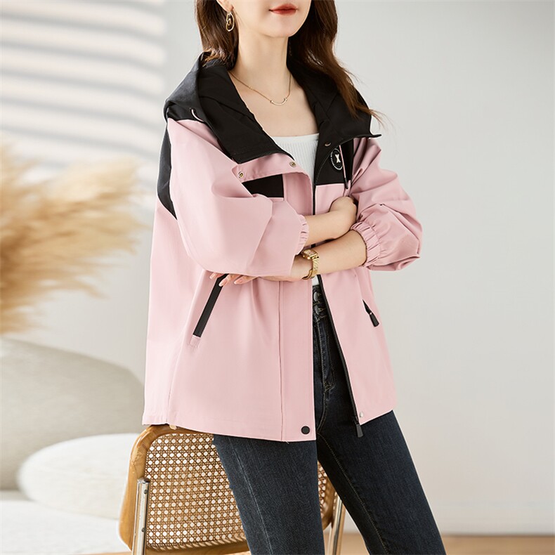 现货！户外冲锋衣外套女中长款韩版宽松登山服显瘦外套2024年秋季,女装风衣,今喜