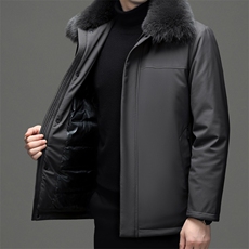 CLW92306钱塘2020-2中年男士冬季厚款毛领拉链中长款羽绒服P245，男装羽绒服，钱塘207-2