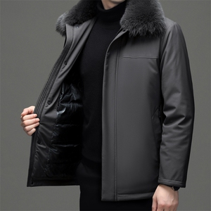 CLW92306钱塘2020-2中年男士冬季厚款毛领拉链中长款羽绒服P245图片