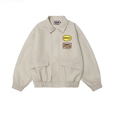 美式街头字母刺绣飞行员PU皮衣夹克男春秋潮牌宽松情侣棒球服外套，男装夹克，星座715-4