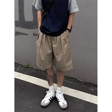 夏季宽松休闲日系卡其色短裤百搭打褶松紧腰阔腿五分裤K3303，男装牛仔裤，星座1116A（原606A-3）