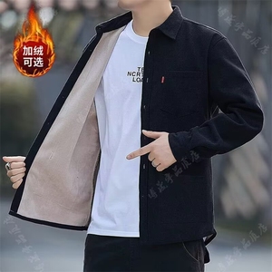 重磅工装衬衫男士冬季加绒加厚保暖工作服衬衣男装夹克外套