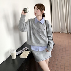 有货灰色衬衫卫衣短裙三件套5205P185K268，女装套装/套裙，2C176