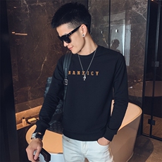 红色2023秋装社会小伙修身印花圆领卫衣男潮W042-P48控价68，男装卫衣，电商A108