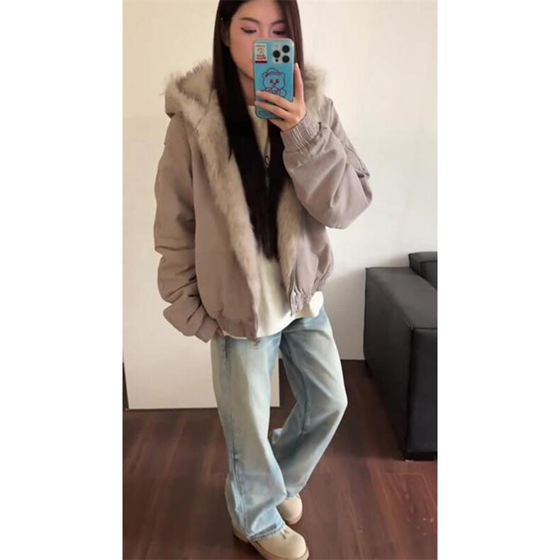 现货高品质美式高街冬季重磅硬挺短款座山雕毛领棉衣男女加厚外套,男装棉衣,电商A486