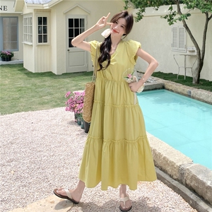 2C232-206 新品无袖黄色连衣裙 206-P135-198图片