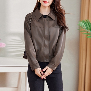 机车小个子皮衣外套女2024春季新款美式港风PU皮夹克短款上衣外搭图片
