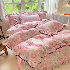 新款韩版牛奶绒床盖四件套，床品套件，一起卖家纺