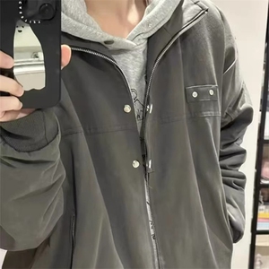 美式复古高街底特律工装外套男春秋季潮牌宽松百搭翻领飞行员夹克图片