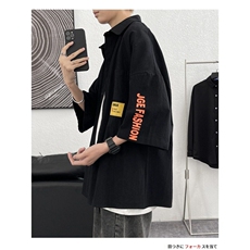日系条纹短袖衬衫男夏季cityboy休闲百搭翻领衬衣潮牌薄款外套潮，男装衬衫，星座506A
