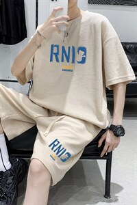 ！2023夏季男士华夫格短袖T恤套装潮流一套HTZ06P50图片