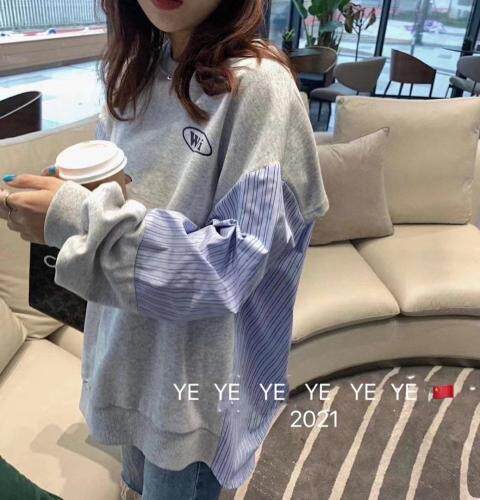 Simple.简希2021春季新款时尚卫衣拼接元素假两件，女装卫衣/绒衫，simple简希