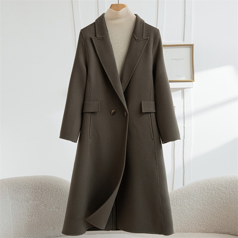 2025年秋季长袖常规休闲/淑女柔软中长款大衣，女装毛呢外套，怡欣双面呢工厂店