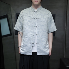 上了就卖！现货~风夏季新款宽松大码短袖衬衫A021-CS7098-P70，男装T恤，电商A021