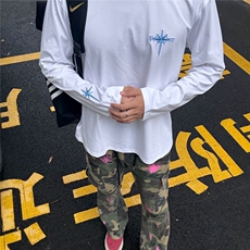 六芒星刺绣长袖t恤男早秋美式哥特风穿搭纯棉内搭打底衫GAW07P37，男装T恤，星座1013-5
