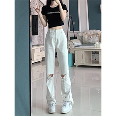 夏季ins美式高街hiphop破洞铆钉牛仔裤货号K750P60，男装牛仔裤，电商A063