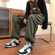 美式工装背带裤子男潮ins高级感小众宽松情侣连体束脚裤GK881-P46，男装休闲裤，星座1008