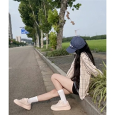 纯棉格子长袖衬衫女宽松早秋新款韩系少女开衫衬衣防晒春夏外套，男装防晒衣，星座1210-1