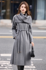 现货手工缝制冬季保暖新款时尚气质舒适双面呢大衣送腰带送围巾，女装双面呢大衣，丽美静依