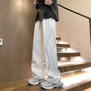 裤子宽松运动裤休闲裤港风垂感抽绳阔腿裤子 8007-P45,男装休闲裤,电商B380（原B361）