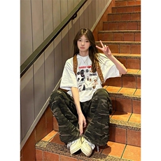 1506/QC15230/P40美式高街短袖白色t恤女夏季潮牌小众复美上衣男，男装T恤，星座1506