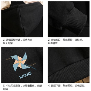 WY2112-P40 纯棉连帽卫衣男大码运动帽衫宽松薄外套 网格挂拍图片