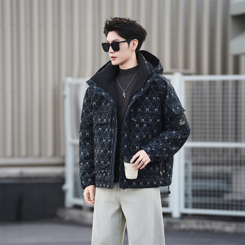6681-M-3XL-P215-标50绒社会小伙男士潮牌休闲连帽工装羽绒服,男装羽绒服,电商B255