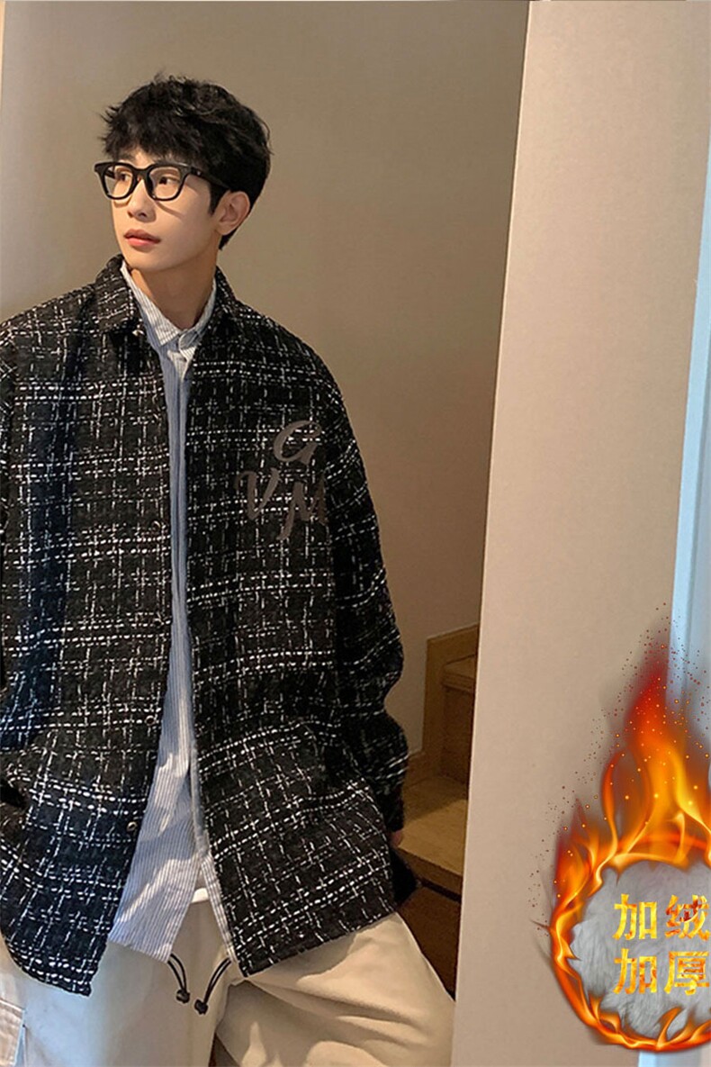 1港风小香风长袖大码M-5XL中性情侣潮衬衫男CCS8019P45加绒P55,男装衬衫,星座226-2