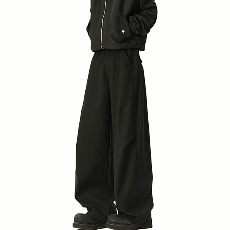春夏美式高街褶皱休闲裤男女西裤直筒垂感裤子潮牌百搭阔腿长裤子,男装西裤,电商A486