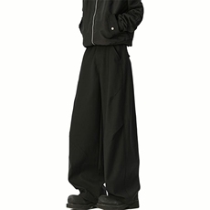 春夏美式高街褶皱休闲裤男女西裤直筒垂感裤子潮牌百搭阔腿长裤子，男装西裤，电商A486