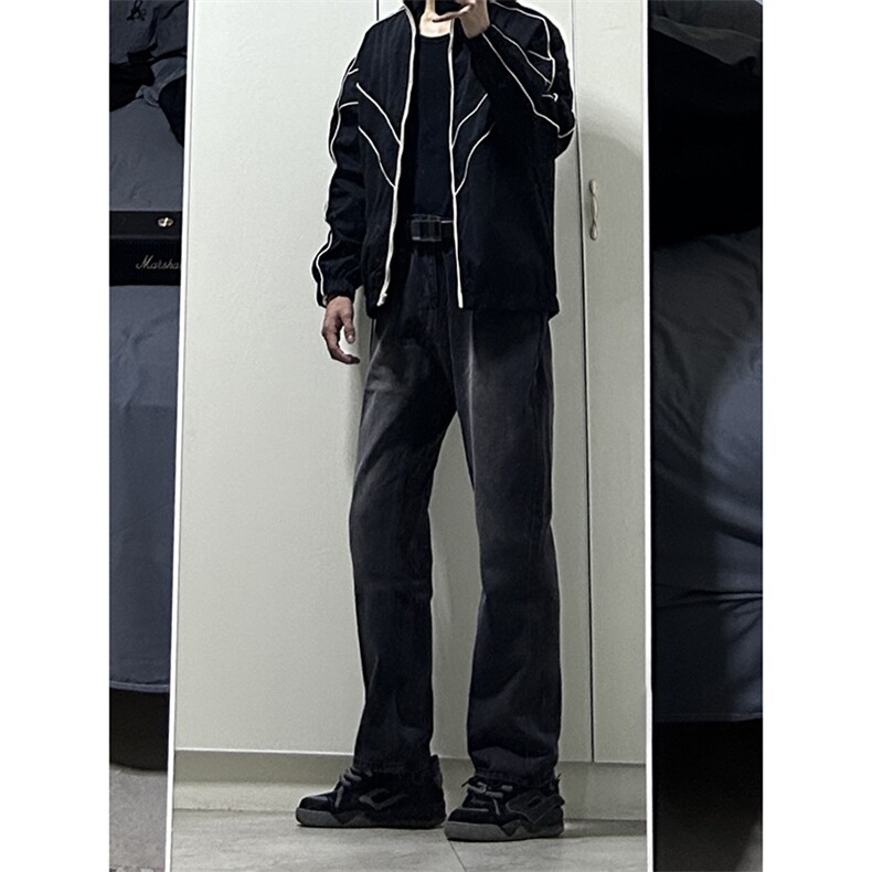 B221美式ins高街小众百搭纯色微喇牛仔裤LK22087-P55控78,男装牛仔裤,电商B221