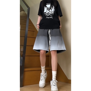 现货供视频~渐变色短裤情侣宽松直筒运动五分裤 A456特P30图片