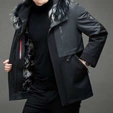 MJ-21016冬季男士派克服可脱卸加绒内胆连帽中长款风衣P450，男装风衣，电商B360