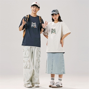 2025夏季新款男装日系潮牌印花圆领宽松短袖休闲T恤半袖T862-F44图片