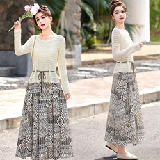 现货巨好看大方得体罩衫两件套裙装，女装套装/套裙，韩蔻秀