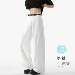2026夏季新款褶皱凉感冰丝男宽松阔腿裤K5751B-特P30建议零售价78图片