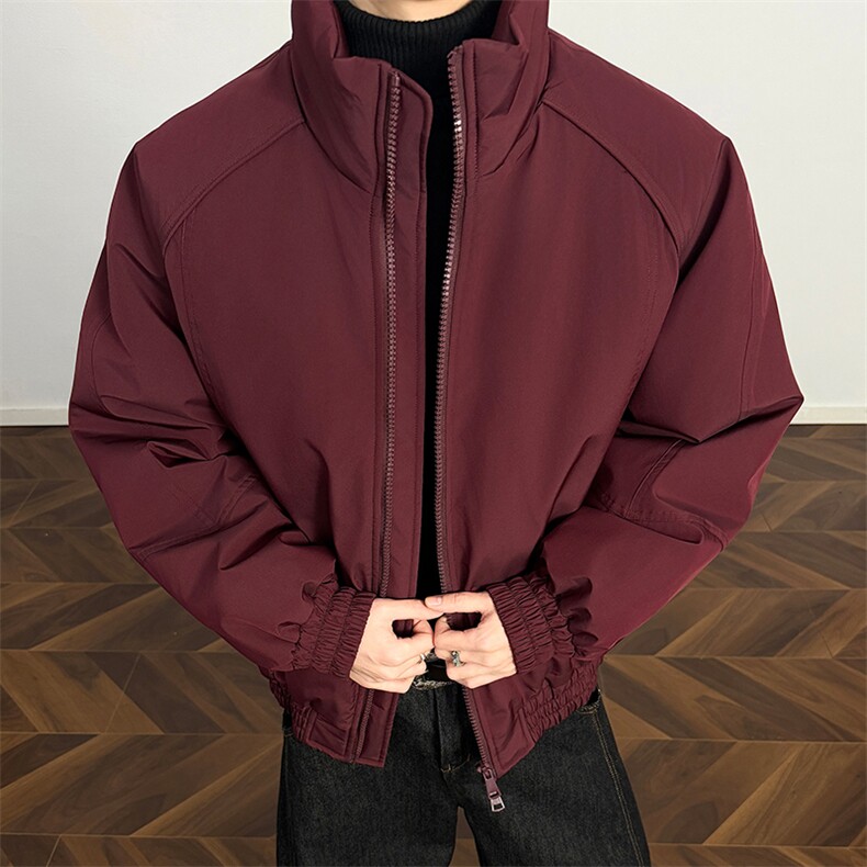 现货双拉链三防立领棉服男女美式高街飞行夹克宽松加厚棉衣冬，男装夹克，电商A486