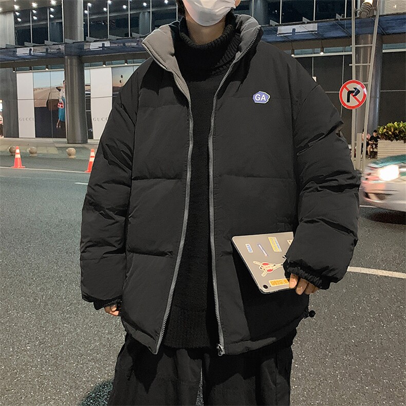 冬季加绒加厚立领服男潮牌ins宽松双面可穿休闲衣W2179-P75,男装棉衣,星座512-4