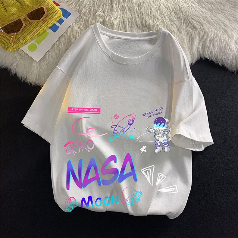 DX17186-P20 NASA联名同款纯棉短袖t恤男大码半袖打底衫宽松 平铺图片