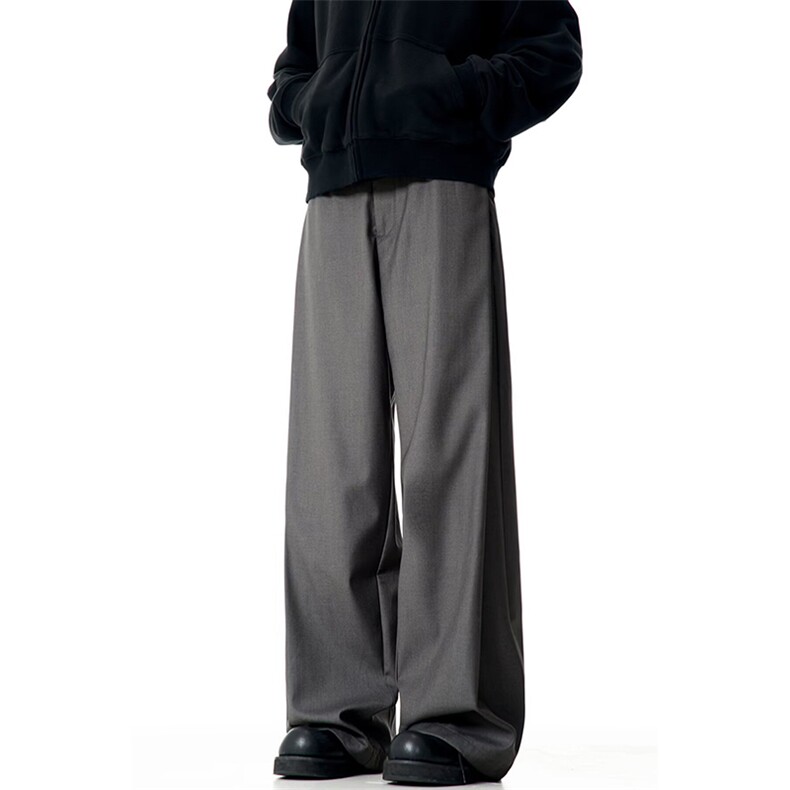 春秋美式高街休闲裤男女垂感阔腿西裤长裤纯色西装裤宽松直筒裤子，男装西服套装，电商A443