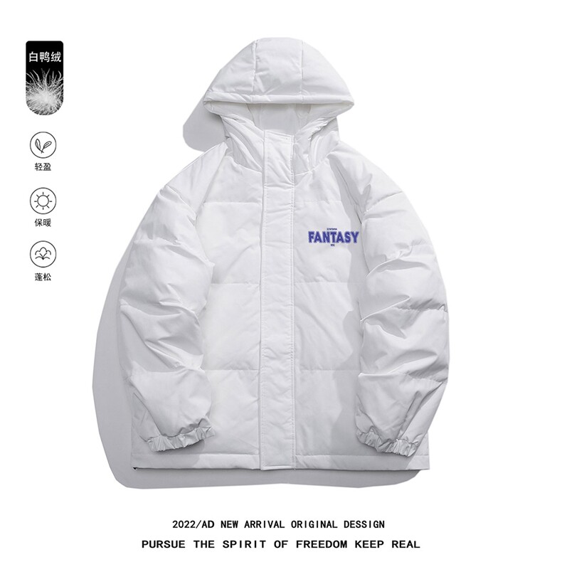 白鸭绒 白底22冬季潮流字母印花加厚连帽羽绒服YR176P195控258图片