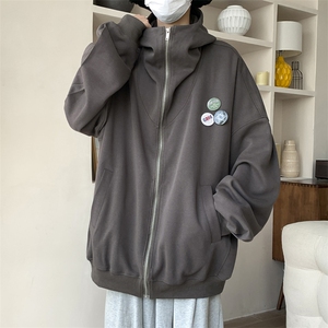 F29-P552024秋季潮牌宽松拉链运动上衣美式街头开衫卫衣男外套
