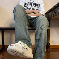 潮水洗时尚夏季长裤慵懒中腰拉链牛仔裤N1045P40，男装牛仔裤，星座1116-2