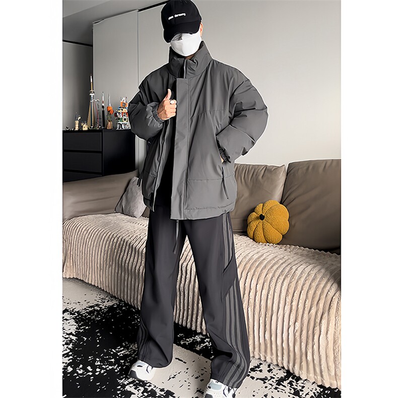 现货美式高街休闲夹克冬季立领纯色三防户外工装加厚棉服外套,男装夹克,电商A486