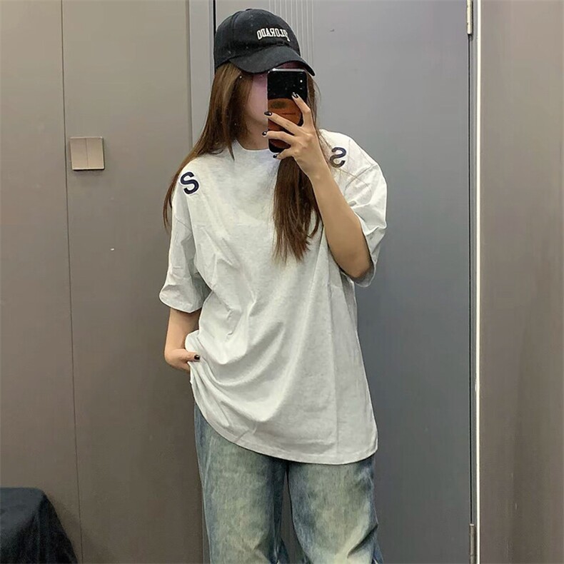 万针全刺绣工艺抖音得物高品质260克重磅纯棉双纱美式高街短袖T恤,男装T恤,电商A486