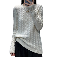 秋冬季新款休闲淑女简约圆领羊毛衫长袖，女装羊毛衫，温贝羊绒