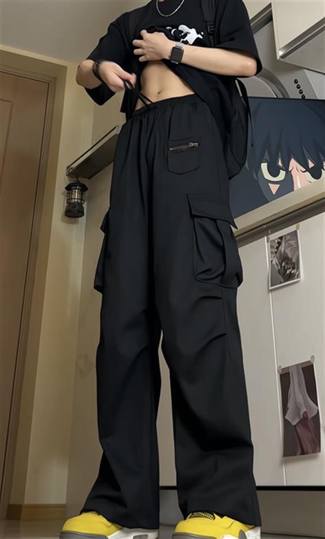 个性工装宽松休闲裤男高街潮流长裤子KK618/P50,男装工装外套,电商D202