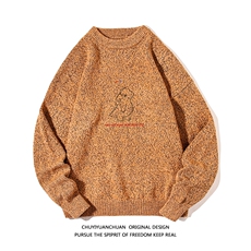 加厚加绒毛衣男大码毛线衣男针织衫M19140-P45加绒款-P65白底，男装针织衫/毛衣，电商A040A