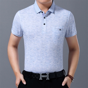 爸爸t恤男士短袖夏季中年爷爷男装中老年人冰丝polo衫上衣服夏装图片