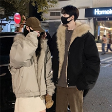 情侣装冬装24棉服座山雕男女装冬季痞帅毛领连帽棉衣外套S366P148，男装棉衣，电商A233-1